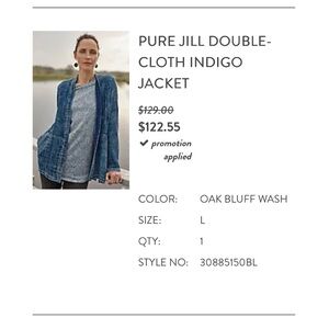 J Jill Blue Jean Jacket